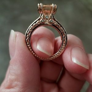 Vintage Round Cut Rose Gold Cubic Zirc. Size 5
